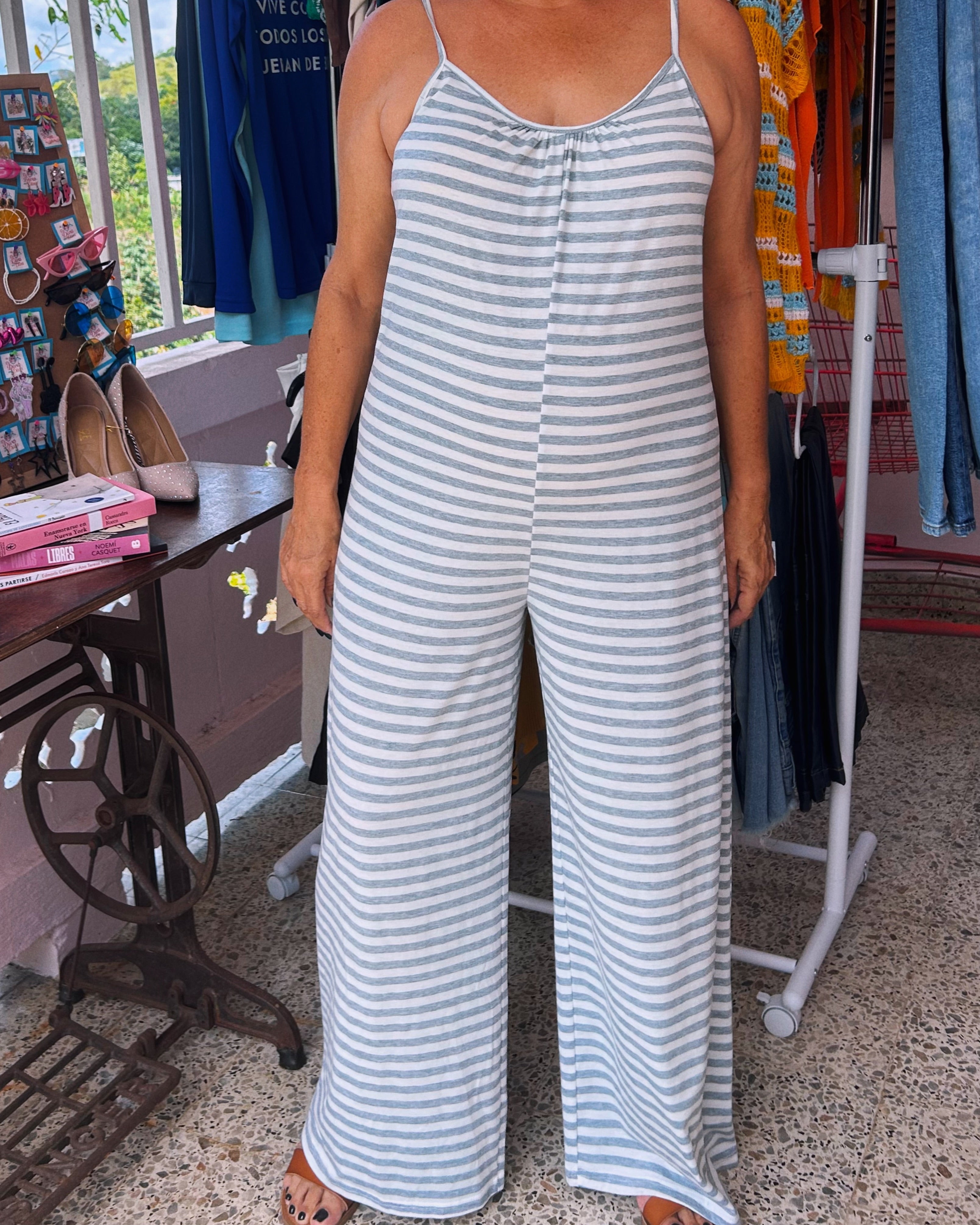 jumper de líneas gris y blanco